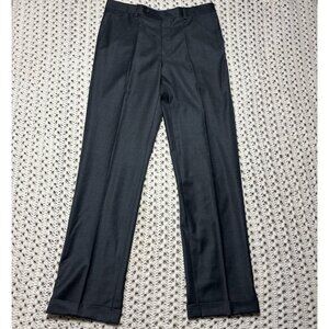Samuelsohn Pants Men 33x33 Gray Super 110's Wool Flat Front Cuffed‎ Hem Zip-Fly